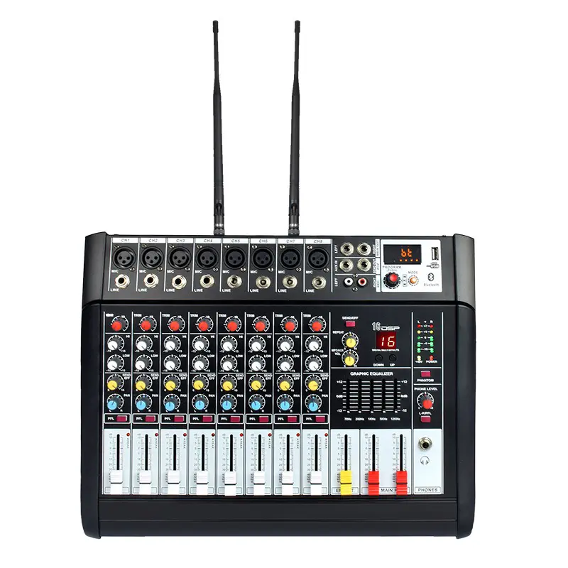 Huain 6-channel Microphone Mono Input Mixer with Built-in Amplifier HD-D7MI